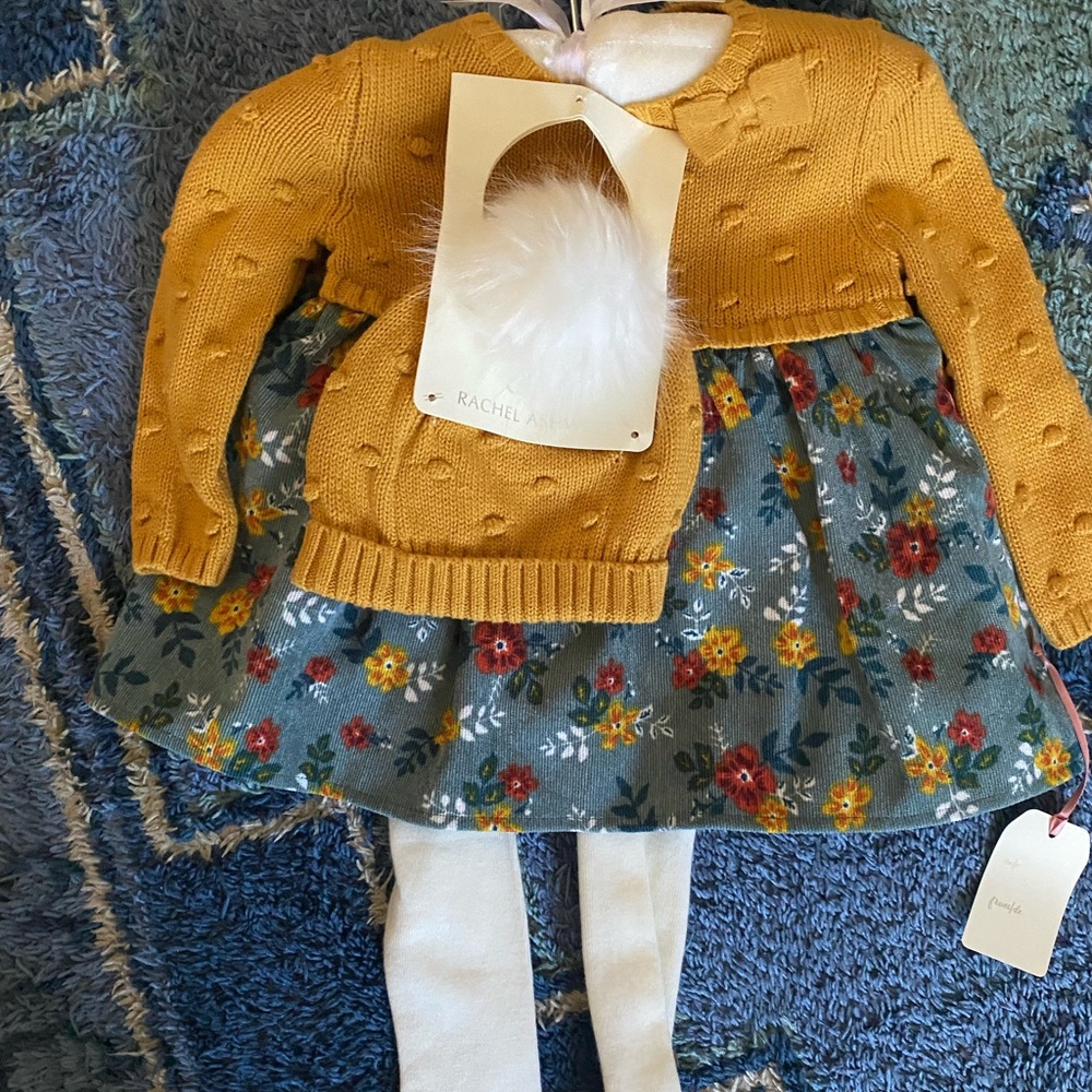 NWT baby girl sweater dress and tights set